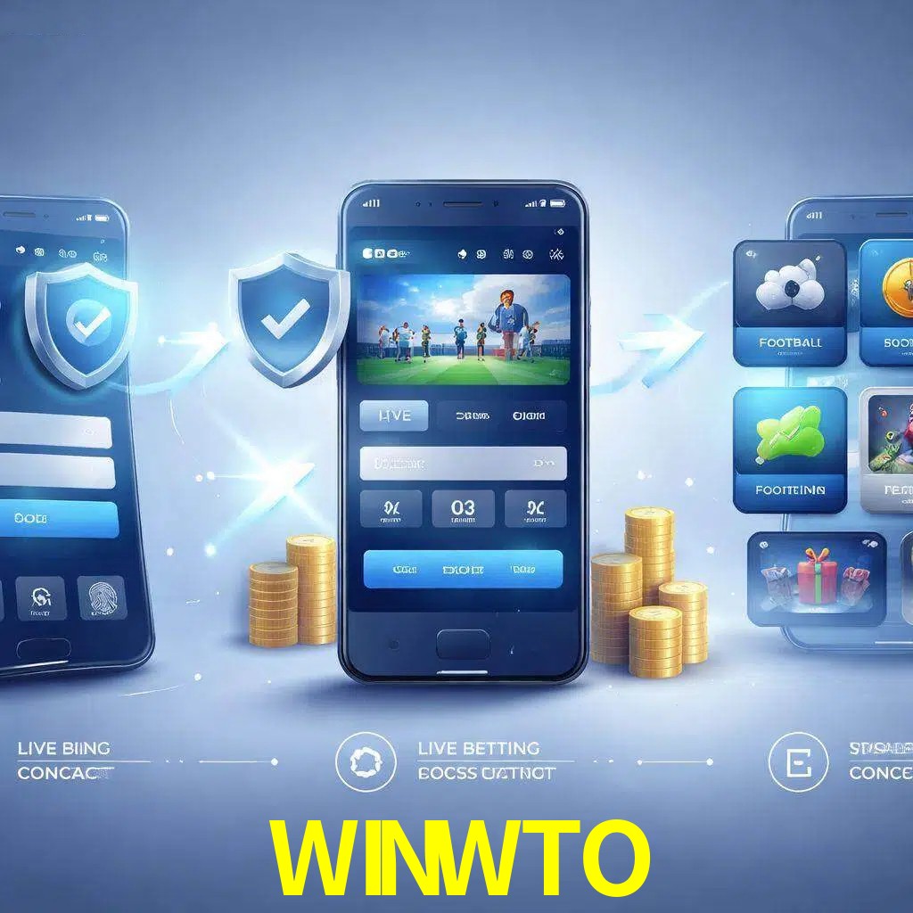 Pasos de acceso a la app WINWTO en pantalla de teléfono móvil